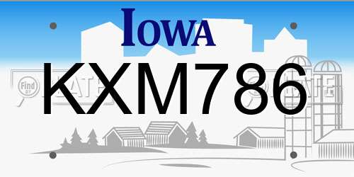 KXM786 Iowa License Plate