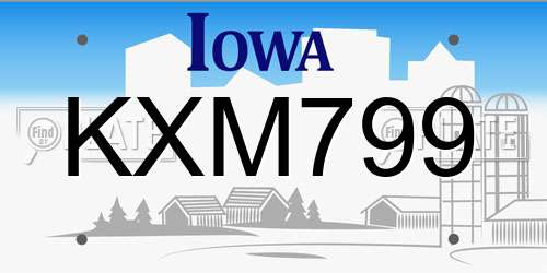 KXM799 Iowa License Plate