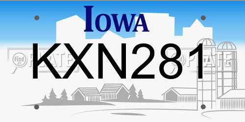KXN281 Iowa License Plate