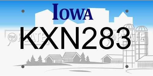 KXN283 Iowa License Plate