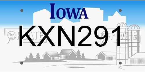 KXN291 Iowa License Plate