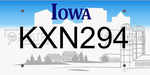 KXN294 Iowa License Plate