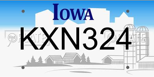 KXN324 Iowa License Plate