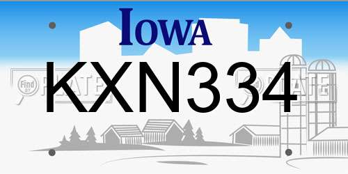 KXN334 Iowa License Plate