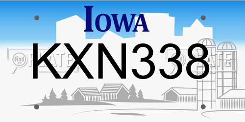 KXN338 Iowa License Plate