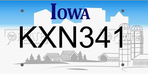 KXN341 Iowa License Plate