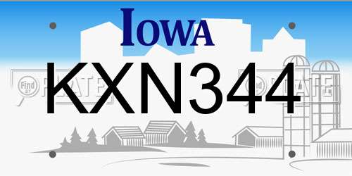 KXN344 Iowa License Plate