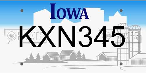 KXN345 Iowa License Plate