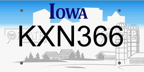 KXN366 Iowa License Plate