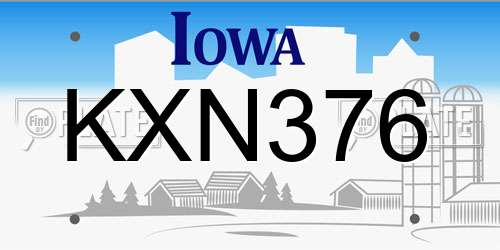 KXN376 Iowa License Plate