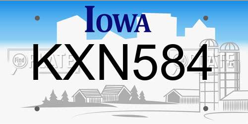 KXN584 Iowa License Plate