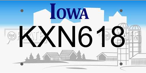 KXN618 Iowa License Plate