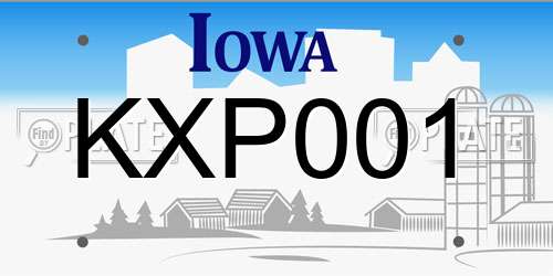 KXP001 Iowa License Plate