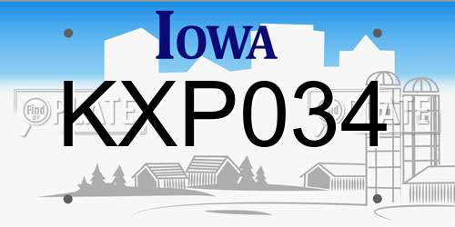 KXP034 Iowa License Plate
