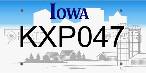KXP047 Iowa License Plate