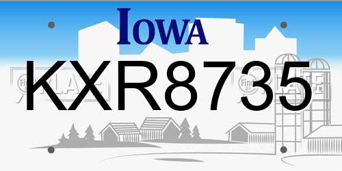 KXR8735 Iowa License Plate