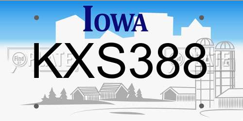 KXS388 Iowa License Plate