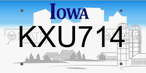 KXU714 Iowa License Plate