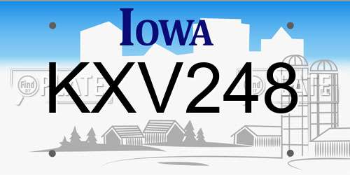KXV248 Iowa License Plate