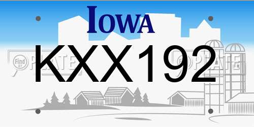 KXX192 Iowa License Plate