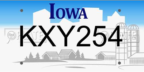 KXY254 Iowa License Plate