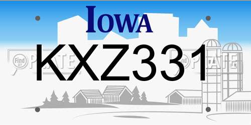 KXZ331 Iowa License Plate