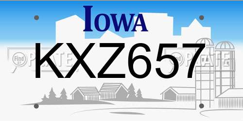KXZ657 Iowa License Plate