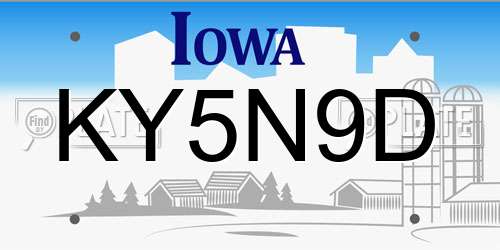 KY5N9D Iowa License Plate