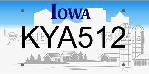 KYA512 Iowa License Plate