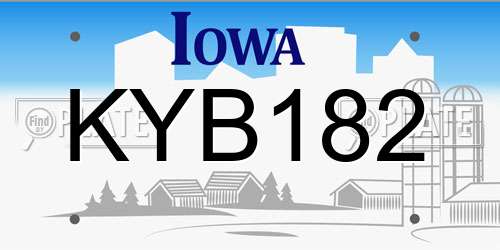 KYB182 Iowa License Plate