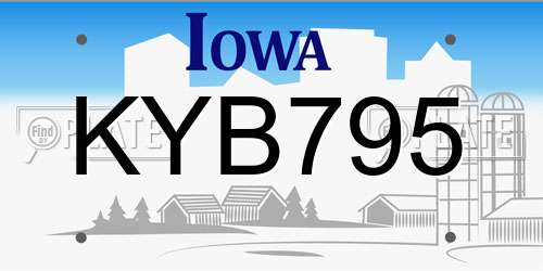KYB795 Iowa License Plate