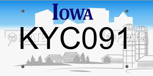 KYC091 Iowa License Plate