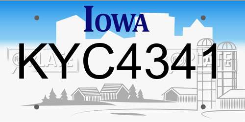 KYC4341 Iowa License Plate
