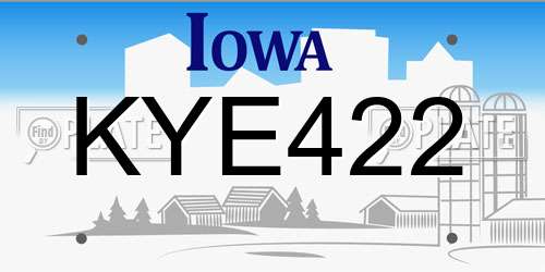 KYE422 Iowa License Plate