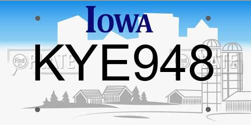 KYE948 Iowa License Plate