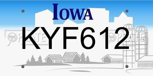 KYF612 Iowa License Plate