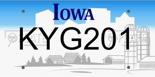 KYG201 Iowa License Plate