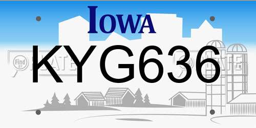 KYG636 Iowa License Plate