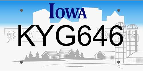 KYG646 Iowa License Plate