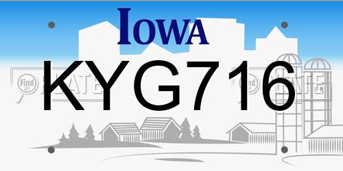 KYG716 Iowa License Plate
