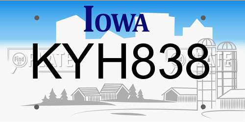 KYH838 Iowa License Plate