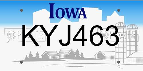 KYJ463 Iowa License Plate