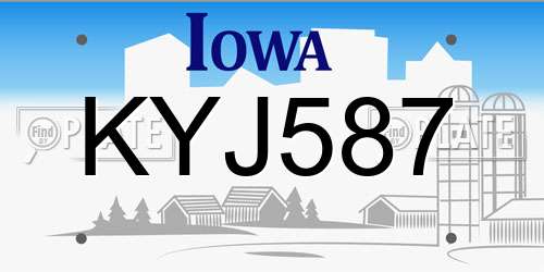 KYJ587 Iowa License Plate