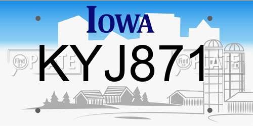 KYJ871 Iowa License Plate