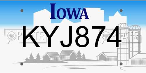 KYJ874 Iowa License Plate