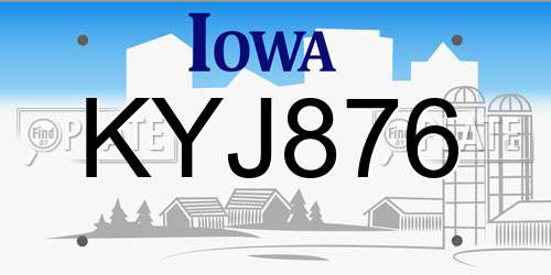 KYJ876 Iowa License Plate