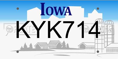 KYK714 Iowa License Plate