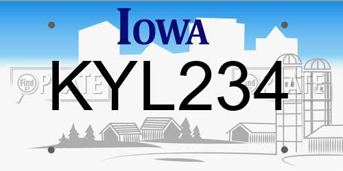 KYL234 Iowa License Plate