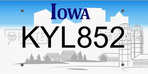 KYL852 Iowa License Plate