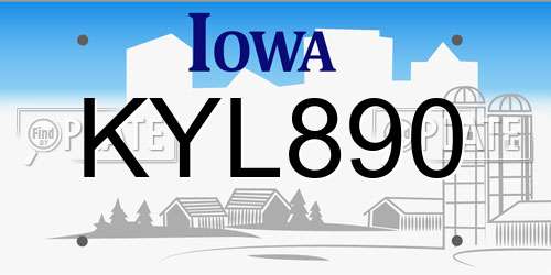 KYL890 Iowa License Plate